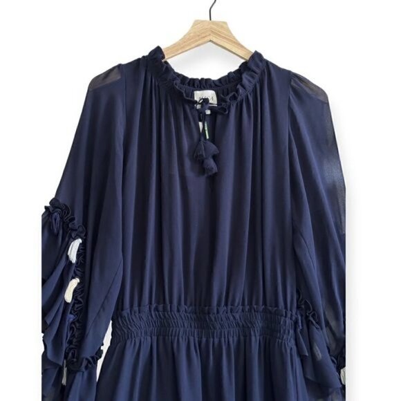 MISA Los Angeles Navy Ruffle Ximena Dress, Size - Picture 4 of 15
